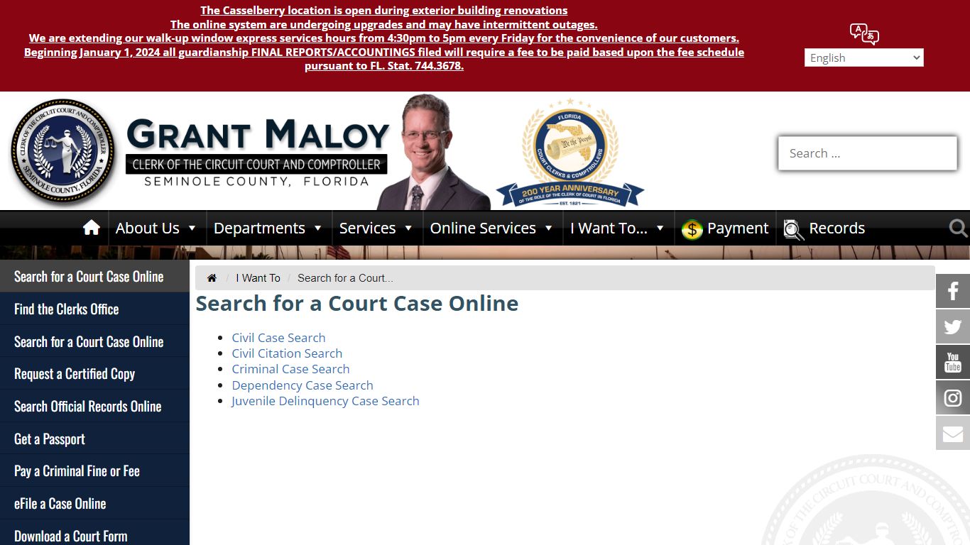 Search for a Court Case Online - Seminole County Clerk of the Circuit ...